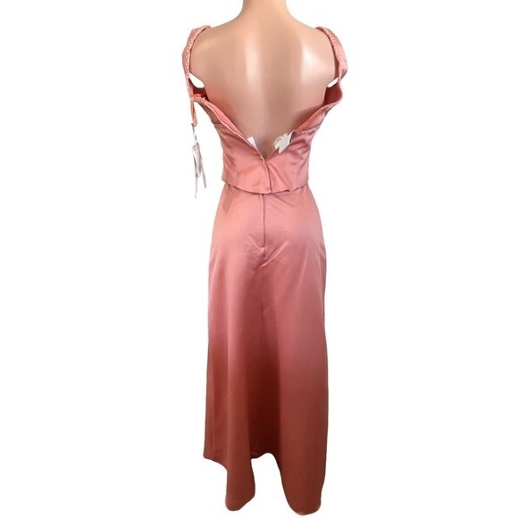 NWT Mori Lee 2 Piece Satin Gown Dress Size 3 / 4 with Wrap Prom or Wedding - Picture 4 of 15